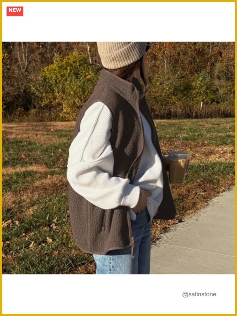 Womens Sherpa Fleece Vest Sleeveless Zip Up Jacket with Pockets Lightweight Warm - Picture 4 of 6